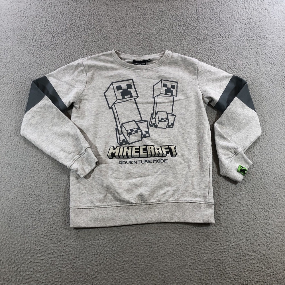 Mindcraft Sweatshirt Kids 158 / 164 Gray Graphic Print Game